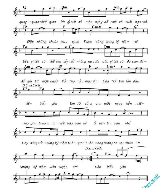 Sheet nhạc Bài Thơ Màu Mực Tím 2